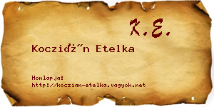 Koczián Etelka névjegykártya